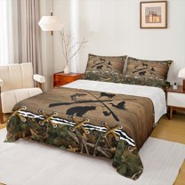 Feelyou Bear Deer Animal Twin Sheet Sets for Men, Farmhouse Lodge Cabin Twin Fitted Sheet, Rustic Hunting Theme Flat Sheet, Super Cozy Room Decor, 3pcs