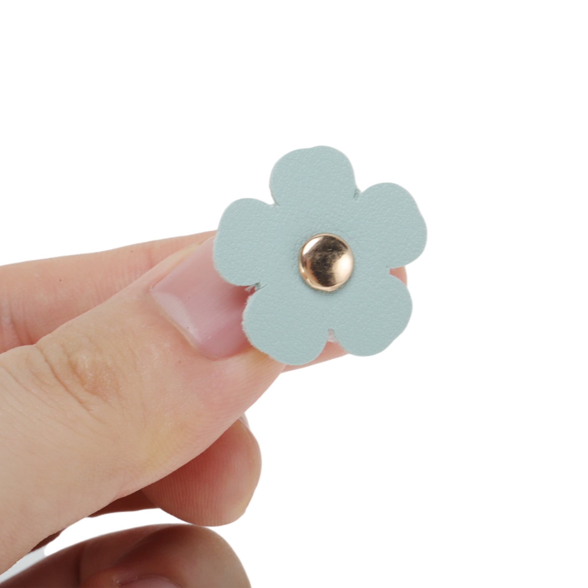 Unique Bargains Faux Leather Flower Shoelace Charms 1 Pair Light Blue