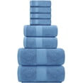 thumbnail image 3 of White Classic Luxury Light Blue Bath Towel Set - Hotel Soft Cotton 2/Bath 2/Hand 4/Wash - 8 Piece, 3 of 9
