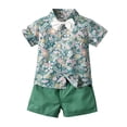 thumbnail image 2 of Mercatoo Kid Outfits Boys Baby Boy's Clothes Gentleman Bow Tie Floral T-Shirt Tops+Solid Color Shorts Outfits Baby Boy Outfits, 2 of 4