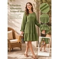 thumbnail image 5 of Cuteduck Women Plus Size Fall Casual Long Sleeve Dress Round Neck Tiered Knitted Flared Sleeve Midi Ruffle Dress 1X-5X, 5 of 9