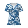 thumbnail image 3 of Zufioo Leaves And Flowers for Women's Deep V-neck Short-sleeved T-shirt, Top with Short Sleeves - with Stainless Steel Buckle, Moisture Wicking, Ideal Home Wear-XX-Large, 3 of 9