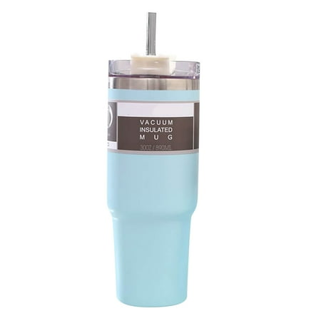

Fidelma Kitchen Supplies Thermos-Cup With Straw Water Bottle 304 Stainless Steel Thermos-Bottles Coffee Pitcher Blue