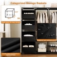 thumbnail image 5 of Dovied Portable Closet, Large Capacity Wardrobe Closet, Clothes Organizer with Shelves 4 Storage Baskets and 2 Hanging Rods, Black, 5 of 8