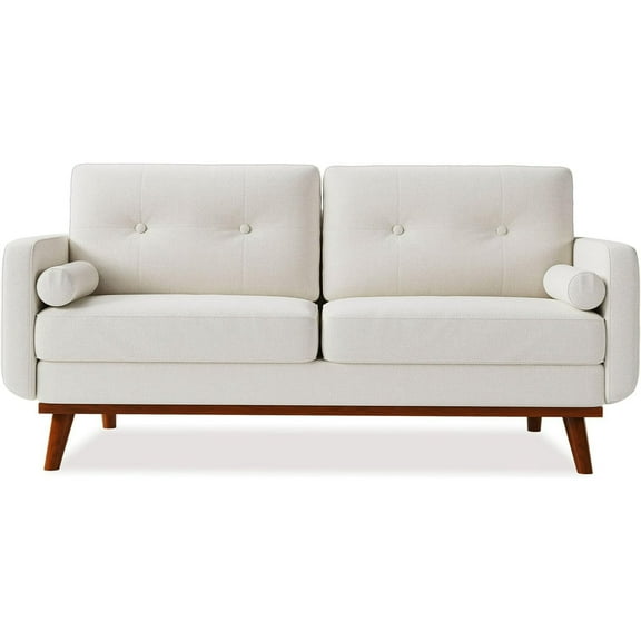 Zzistar Modern 65" Loveseat Sofa,Mid Century Inspired Small Couch with Sturdy Wood Legs, Linen Blend Upholstery for Living Spaces