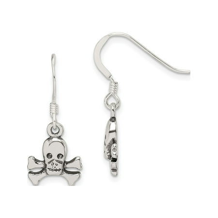Designer Sterling Silver Skull & Bones Dangle Earrings (Length=27) (Width=11) Made In India -Jewelry By Sweet Pea Creations