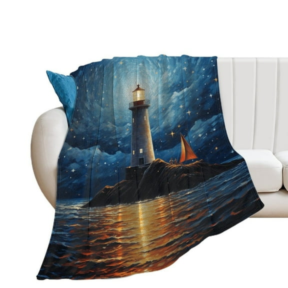 Lighthouse Coast Scenery Blanket for Bed Throw Blanket for Women, Men And Kids Super Soft Plush Blanket Throw, Print Blanket, Blanket for Kids