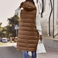 thumbnail image 6 of Womens Quilted Cotton Vest Coat Winter Hooded Sleeveless Zip up Long Puffy Jacket Warm Thick Coats with Pockets (XL, Coffee), 6 of 8