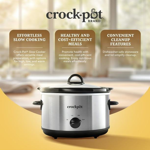 Crock-Pot 4.5 Quart Silver Manual Slow Cooker with Keep-Warm