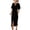 Black, variant on Qiopertar Women V-Neck Short Sleeve Knot Waist Wrap Midi Dress Casual Elegant Side Slit Flowy Fabric Spring Summer Brunch Vacation Cocktail Party Dress, Black L