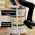 thumbnail image 4 of Kaibrite Rotating Kitchen Storage Rack, Multi-Layer Revolving Basket Kitchen Shelf with Wheels, for Kitchen, Bathroom, Laundry Room, Garage, White (3-Layer), 4 of 8