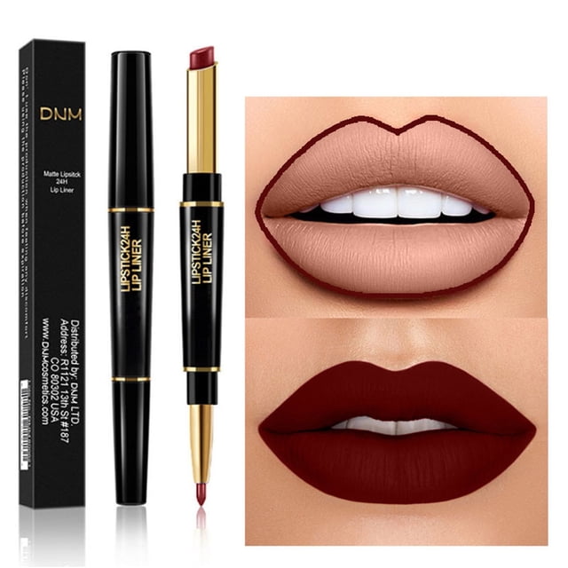SIfdSeng Rouge à Lèvres Double en 1 Durable 2 Longue Durée Crayon à Lèvres Velours Imperméable pour Femmes