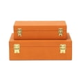 thumbnail image 4 of Lusan Rectangular Decorative Box Set - Orange Faux Shagreen, 4 of 9