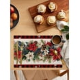 thumbnail image 2 of Placemats Set of 6, Cotton Linen Heat Table Mats Non-Slip Washable Merry Christmas Poinsettia Blue Berry Buffalo Snowflake Placemat for Holiday Banquet Dining Kitchen Table Decor, 2 of 6