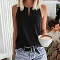 thumbnail image 3 of Cami Tops For Women, Summer Fashion Casual Round Neck Loose Casual Solid Color Sleeveless T Shirt For Women Black, 3 of 7