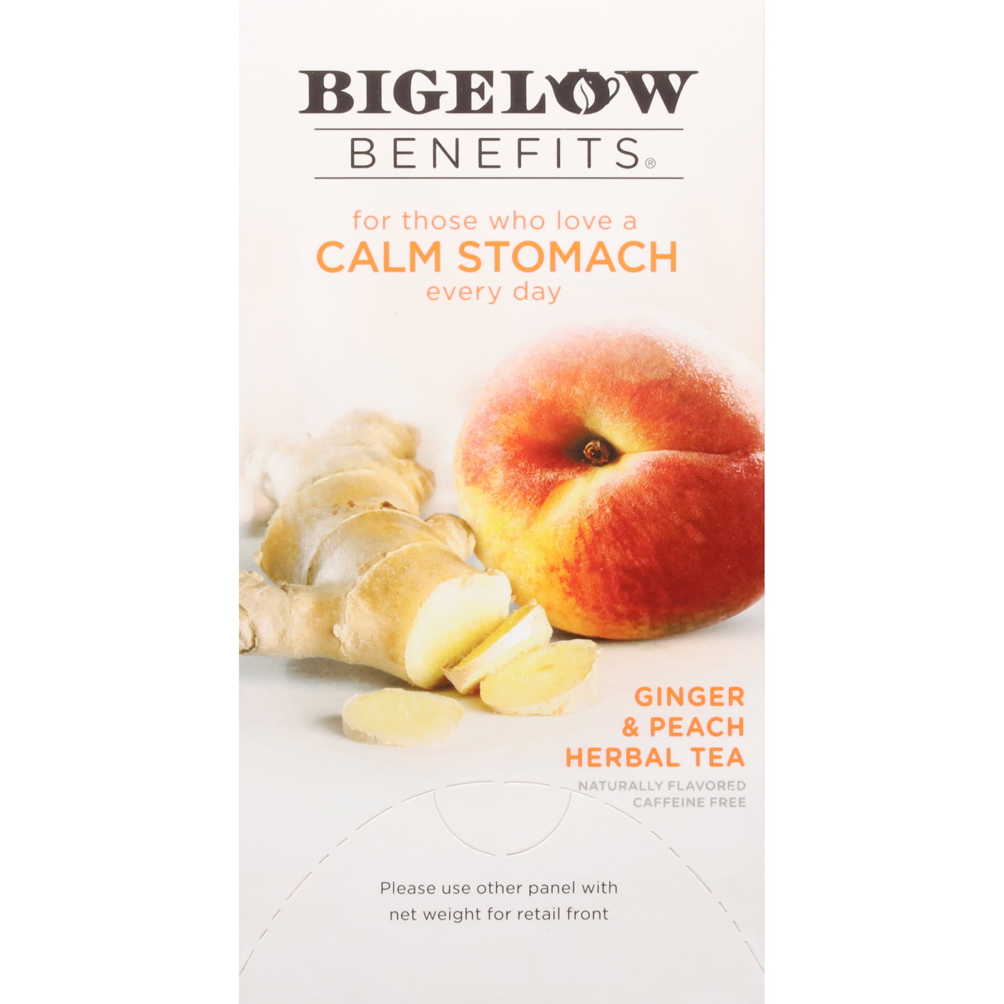 Bigelow Benefits Caffeine Free Ginger & Peach Herbal Tea Bags, 18