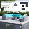 thumbnail image 3 of Gotland Outdoor Patio Furniture Set 9 Piece Sectional Rattan Sofa Set Rattan Wicker Patio Conversation Set with 8 Seat Cushions and 1 Tempered Glass Table,Blue, 3 of 5