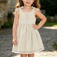 thumbnail image 6 of Toddler Girl Sleeveless Dress Cotton Summer Sundress Baby Casual Playwear Cute A-Line Dresses Beige 0-1 Years, 6 of 6