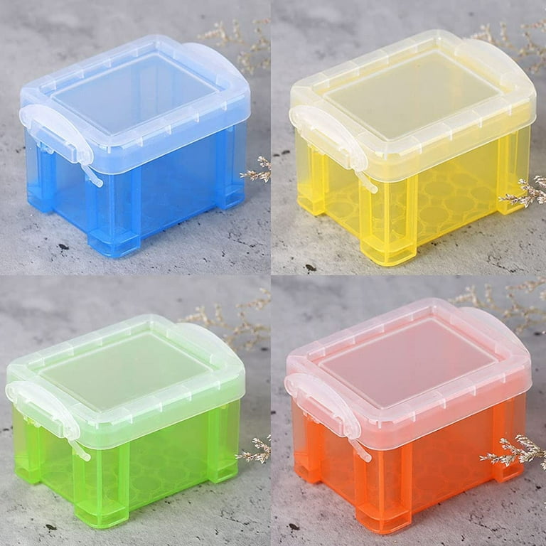 Novelinks 12 Pack Stackable Plastic Storage Box Containers Clear Hobby Art  Craft Organizer Rectangle Box for Pencil Box Lego Crayon Beads Jewelry  ,Small 
