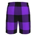 thumbnail image 6 of Disketp Men'S Swim Trunks Hawaiian Breathable Surf Beach Swimsuits Mesh Lining Beach Shorts With Pockets-Purple Buffalo Plaid, 6 of 9