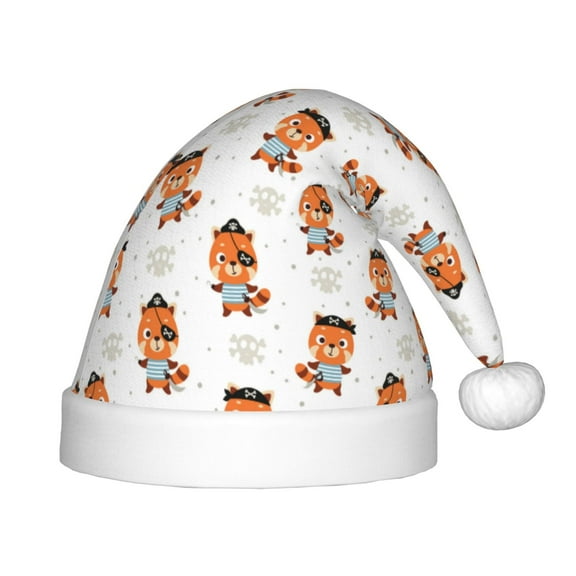 Honeii Cute Little Pirate Red Panda Print Hat Santa Claus Hat For Xmas Party, Christmas Caps For Boys Girls Child,Christmas Beanie