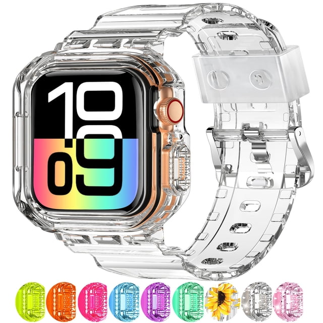 Correa para Apple Watch XYF transparente de 46 mm con funda protectora