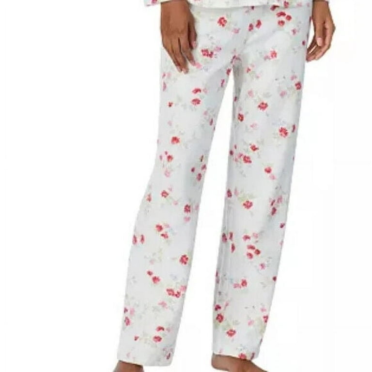 ERFMFKL Women's White Lace Cotton Pajama Set Ruffle Floral Embroidery Loose  Shirt Pants Pajamas Set Of 2 As shown M at  Women's Clothing store