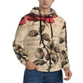 thumbnail image 2 of Fotbe Men's Hoodie with Vintage Rose Botanical Art Pattern - Kangaroo Pocket Pullover Hooded Sweatshirt, Perfect for Daily Wear, Travel, and Home-3X-Large, 2 of 7