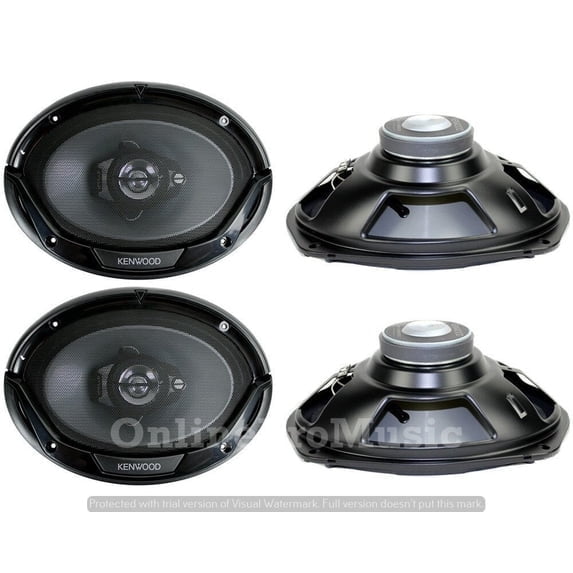 Kenwood KFC-6966S 6x9-Inch 3-Way Coaxial Car Speakers, 400W Peak, 45W RMS, 4-Ohm, PEI Tweeter, Ceramic Super Tweeter, 4-Pack