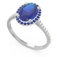 thumbnail image 2 of 2.15 Carat Stunning Oval Cut Blue Sapphire Gemstone & Natural Diamond (F-G/VS1) Bridal Ring for her Solid 18K White Gold Size 3 by Diamond-Capitals, 2 of 7