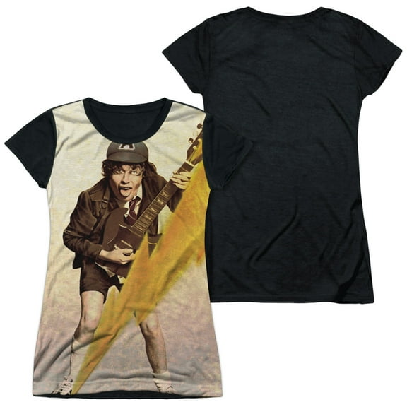 Acdc - Higher Voltage - Juniors Teen Girls Black Back Sleeve Shirt - X-Large