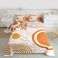 thumbnail image 2 of Castle Fairy Brown Orange Stripes Twin Comforter Sets,Geometric Bedding Set, 2 of 8