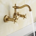thumbnail image 2 of Traditional Kitchen Sink Taps Swivel Spout Cross Handles Wall Mounted, 2 of 11
