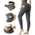 thumbnail image 2 of UUE 28"Buttery Soft Grey Leggings with Pockets for Women, High Waisted Yoga Pants Tummy Control, Workout Tights Leggings Full Length, 2 of 5