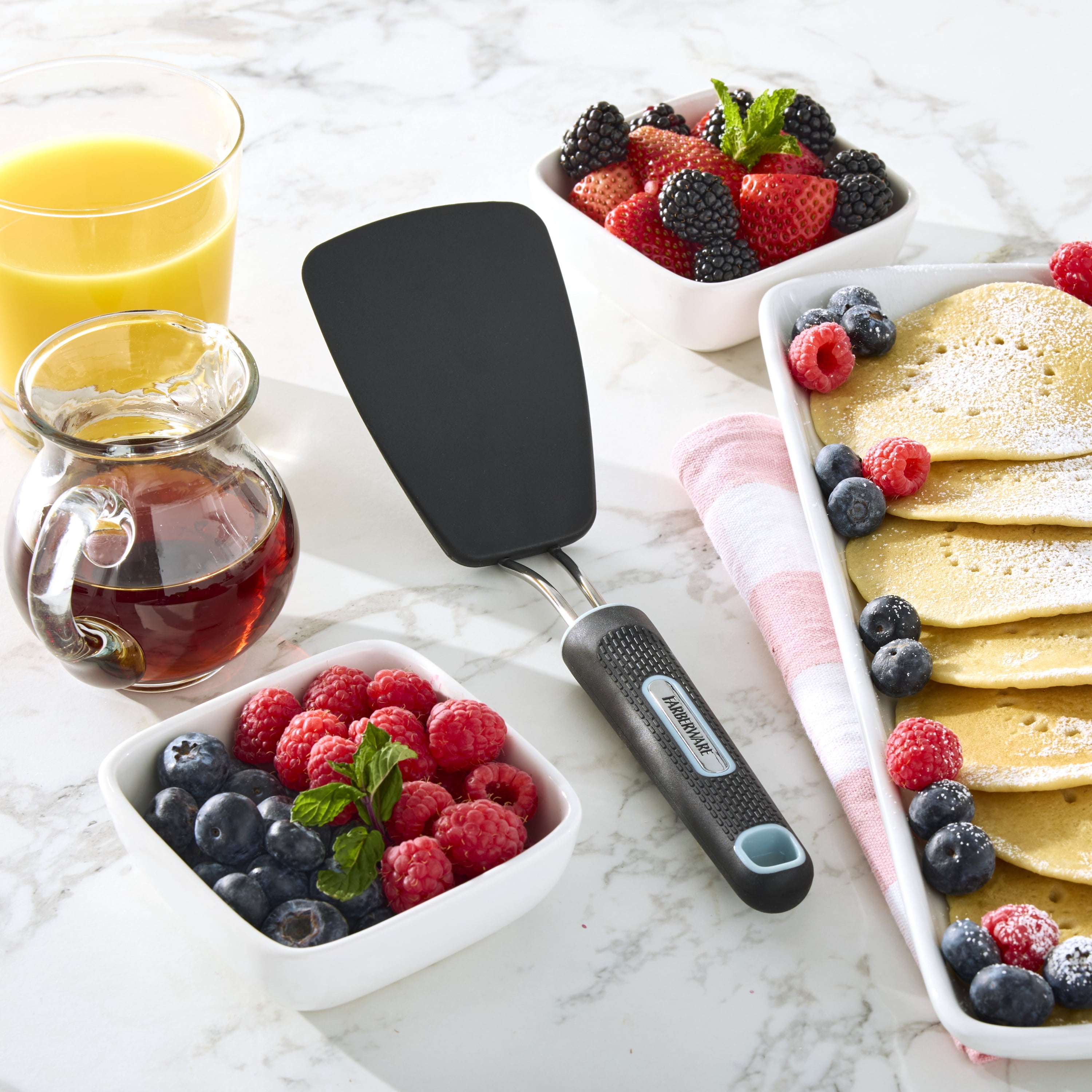 Farberware Soft Grips Flex Turner Kitchen Spatula, Black with Slate Accents
