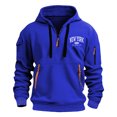thumbnail image 1 of LUOGENLI Men Hoodies Blanket Men‘s Hoodies for Men Quarter Zip Pullover Sweatshirt Vintage Long Sleeve Casual Fashion Hoodie with Pockets Men's Fashion Hoodies Blue Size XL, 1 of 2