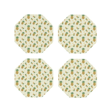 

Coasters Set of 4 - Crisp Pineapple Drink Coasters for Tabletop Protection Leather Coasters for Living Room Decor and Housewarming Gift Octagon