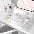 thumbnail image 2 of White Mouse Pad, Cute Marble Large Desk Mat, PU Leather Desk Protector Mousepad, Gold Grey Striped Waterproof Computer Keyboard Gaming Mouse Pads, Non Slip Extended Writing Pad 31.5" x 15.7", 2 of 6