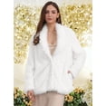 thumbnail image 2 of DARING DIVA Women's Faux Fur Coat Long Sleeve Lapel Shaggy Jackets with Pockets XL White, 2 of 6