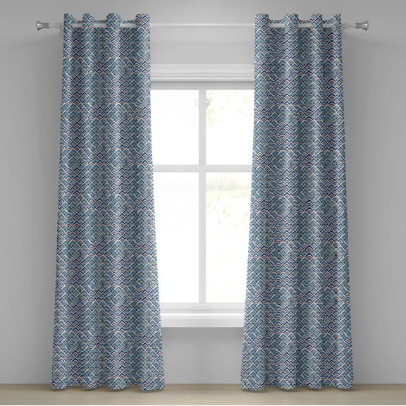 Ambesonne Japanese Grommet Curtain, Chevron Watercolor Art, 50" x 96", Pale Blue Orange