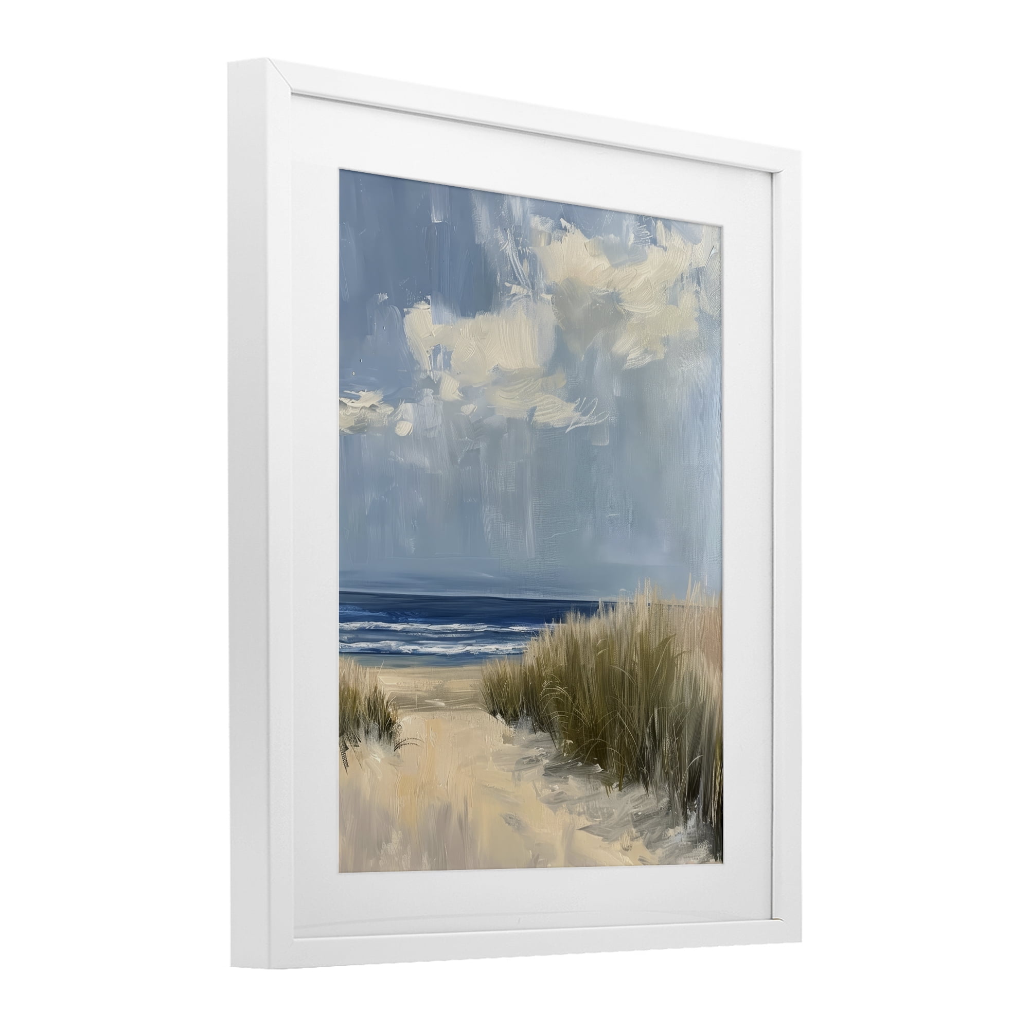 Stupell Industries In The Dunes By The Sea White Framed Print Under Glass, design by Petal Prints Design