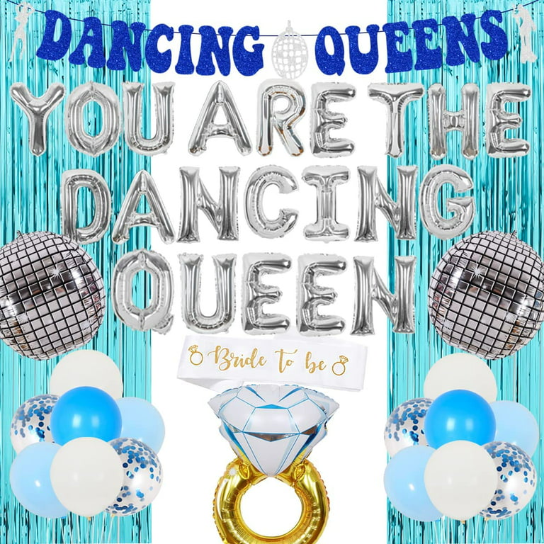 You are the Dancing Queen Decoration Dancing Queen Bachelorette Party  Decorations Mamma Mia Disco Party Decors with Dancing Queen Banner Blue  Rain Curtain for Bridal Shower Disco Bachelorette Party 