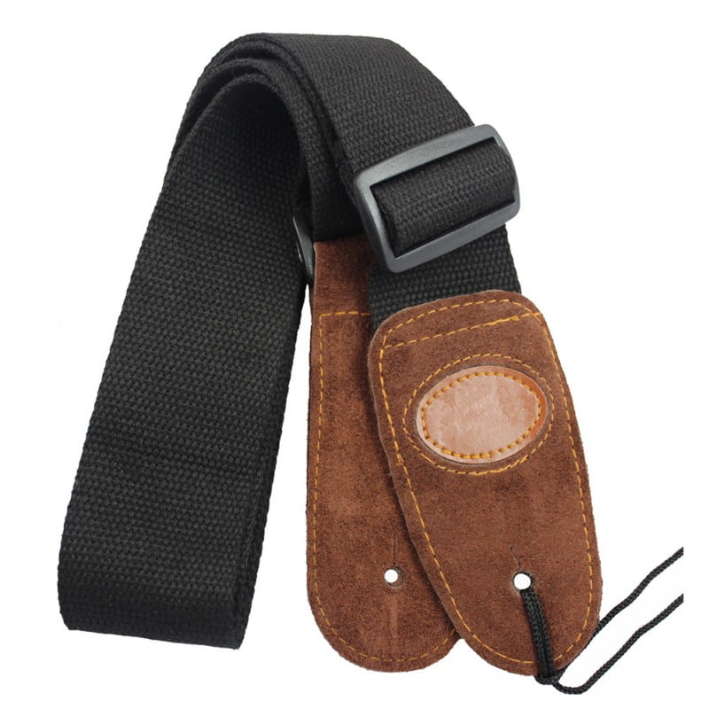 Guitar Strap, 100 Soft Cotton Leather Ends Strap, Guitar Straps for Acoustic Guitar, Bass