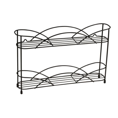 Spectrum Diversified Countertop Rack Cabinet Pantry Organization & Storage, 2-Tier Spice Organizer with Optional Wall Mount, Black