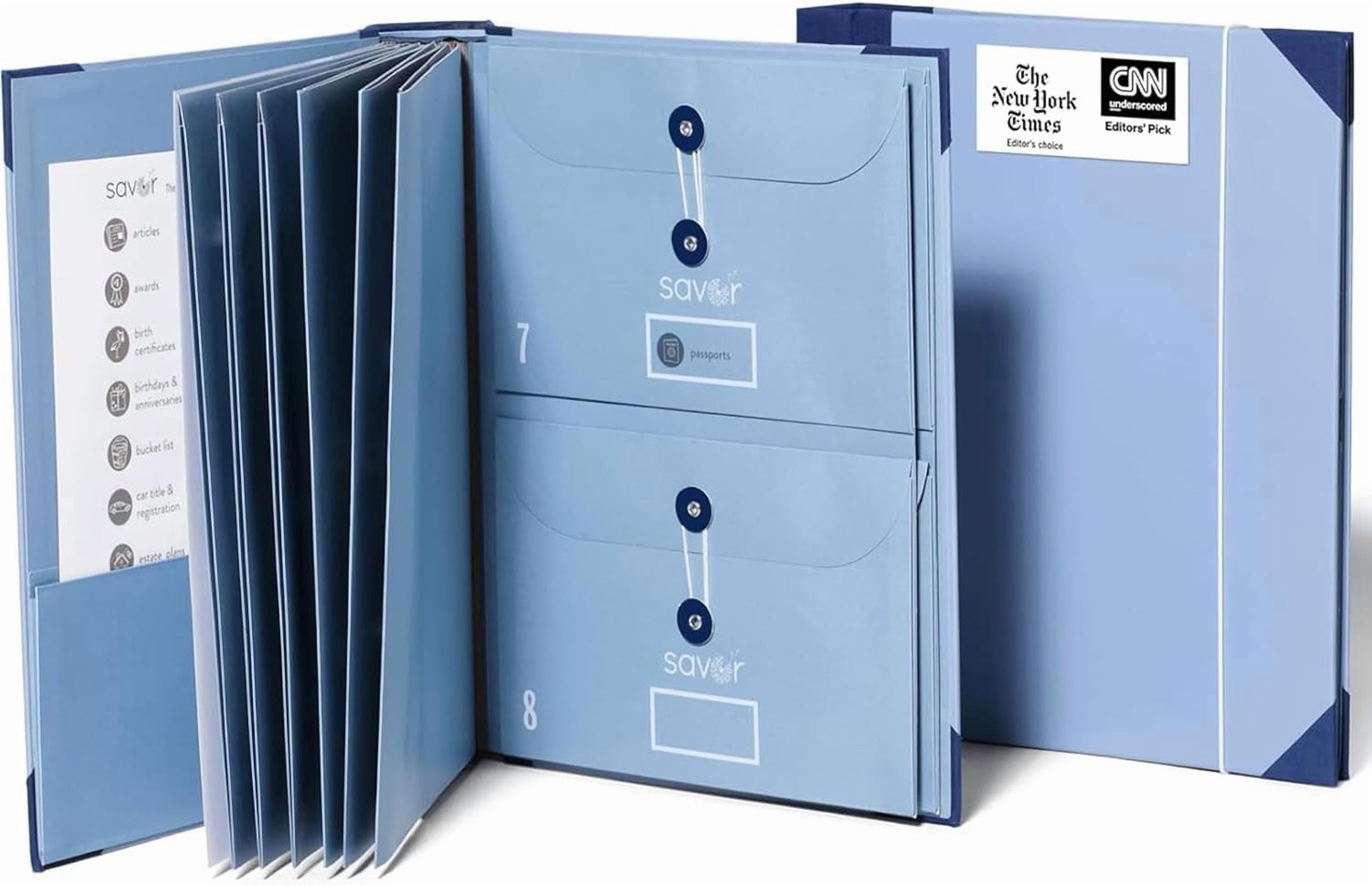 Acid-Free Document Organizer Binder with Guided Labels and 10 Pocket Folders for Home Records, Legal & Medical Papers