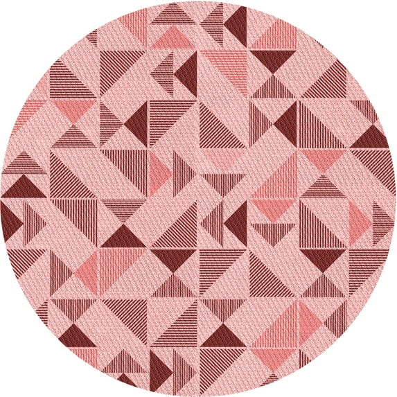Ahgly Company Machine Washable Indoor Round Transitional Red Area Rugs, 3' Round