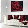 thumbnail image 3 of Designart Red Rose with Raindrops on Black - Flowers Throw Pillowwork - 18x18, 3 of 5