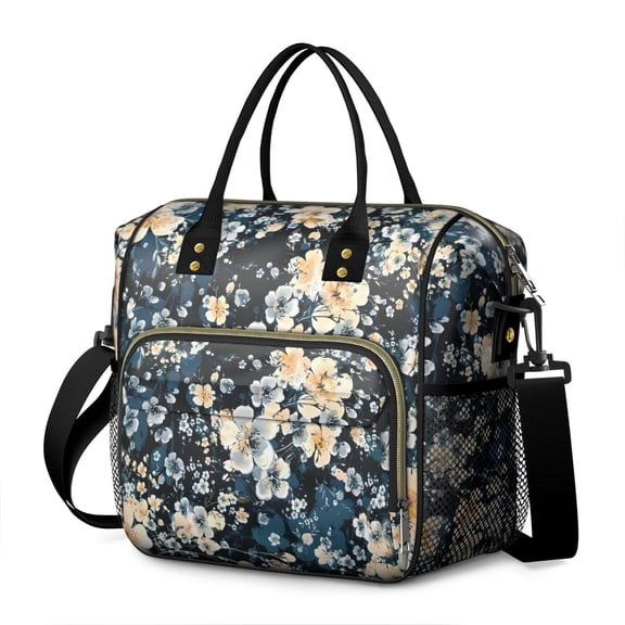 Pioneer Flower Floral Print Pattern Womens Lunch Box for Work,Insulated Large Lunch Bag for Tween and Teen,Loncheras Para Mujer,Leakproof Adult Lunch Bag for Work,Beach,Travel,Picnic,Camping