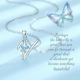 thumbnail image 2 of EUDORA Sterling Silver V Initial Necklaces with Blue Butterfly, Script Letter Alphabet Pendant Jewelry Gift for Women, Sister, 18 inch Chain, 2 of 10