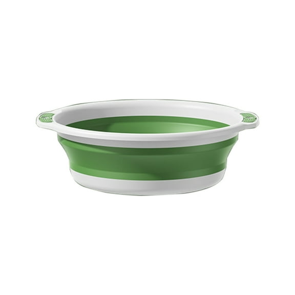 Dishpan for Washing Dishes, Wash Basin with Draining Plug Carry Handles, Collapsible Bucket for Cleaning, Portable Sink, Foldable Plastic Tub, 4Gal/15L(Green)